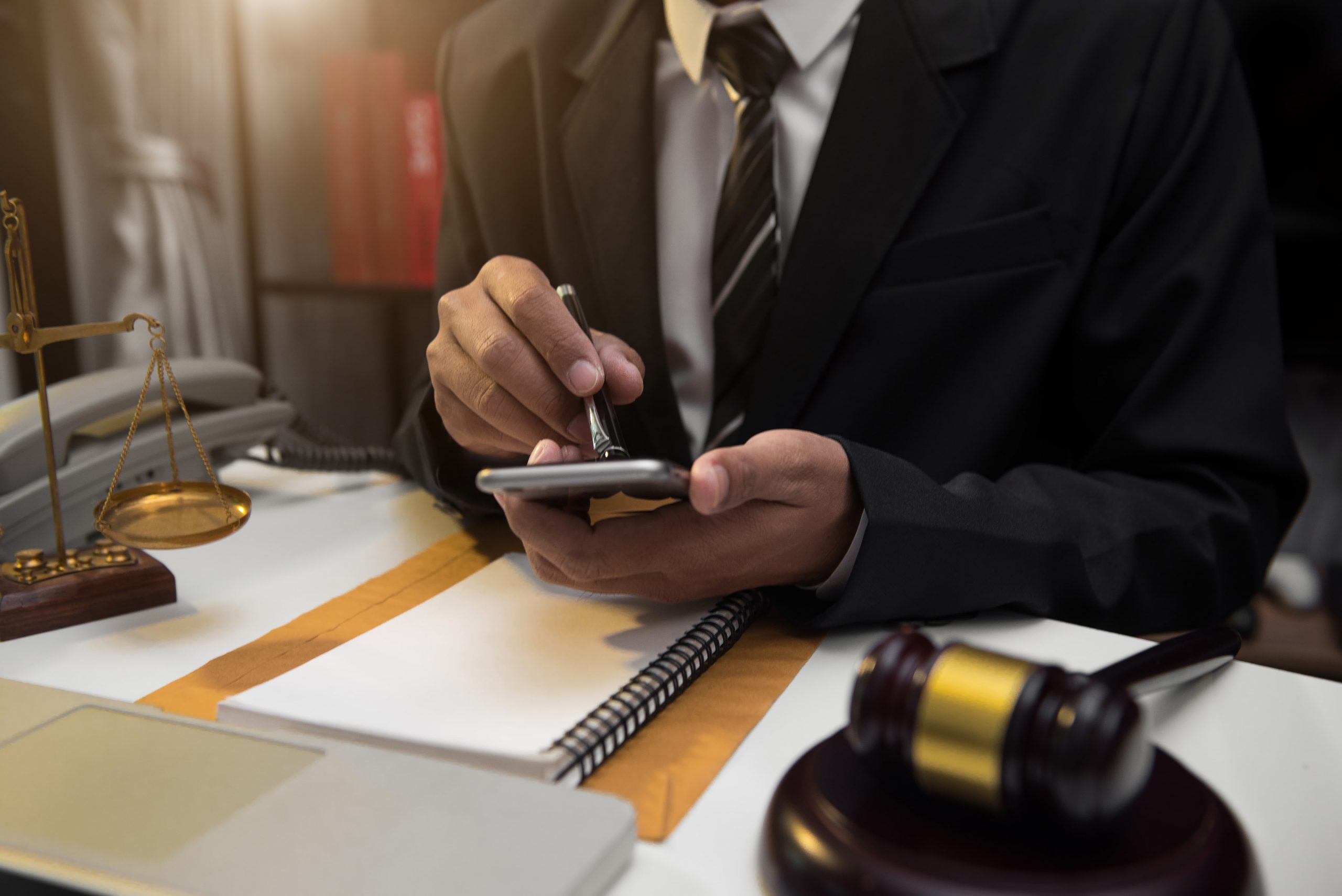 Lawyer working in a smartphone